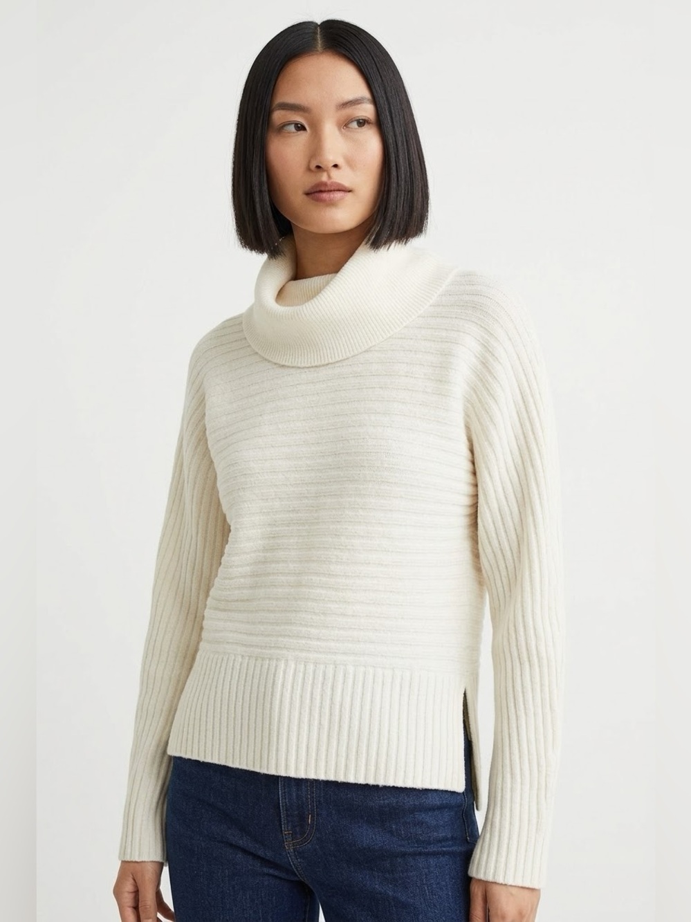 Anthropologie Oversized Slouchy Sweater Ribbed Knit Mock Neck Fishermancore Boho